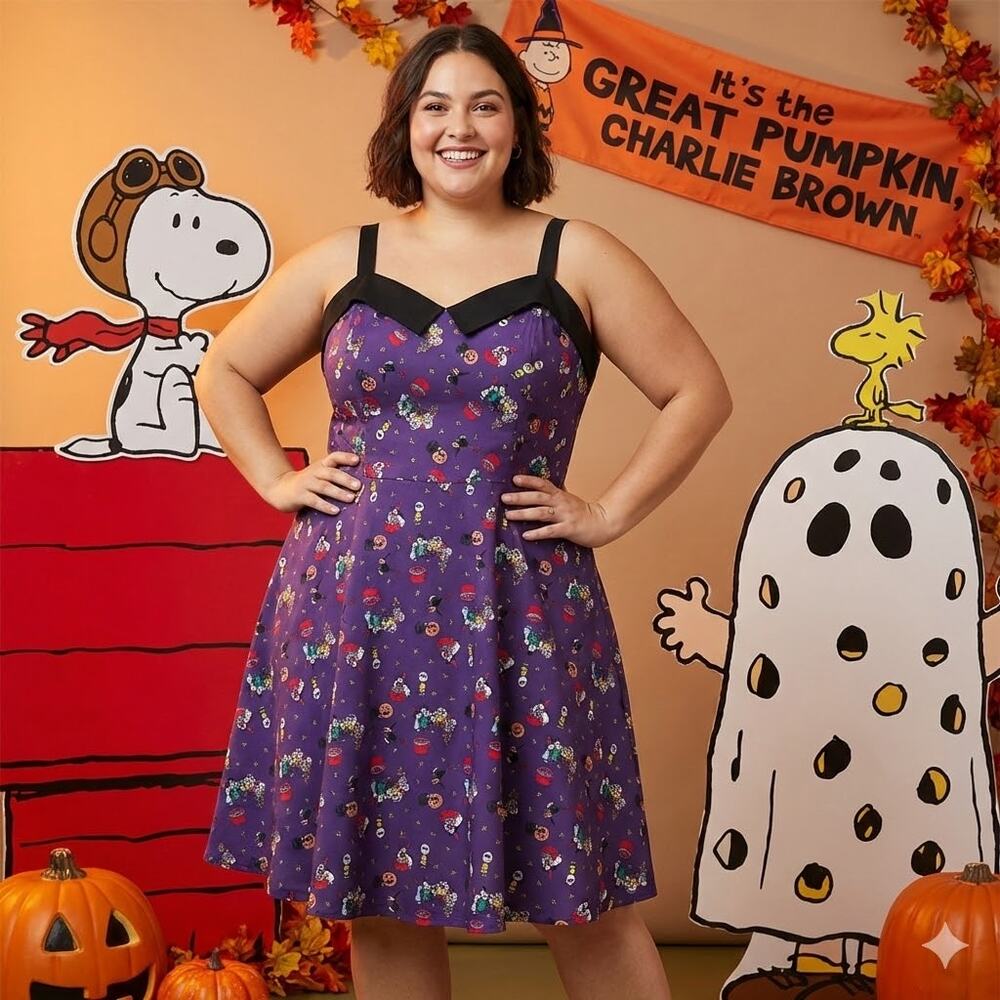 Peanuts x Unique Vintage Halloween Gang Rachel Swing Dress Plus Size 4X